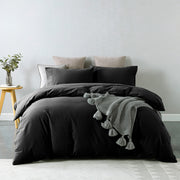 Royal Comfort Vintage Washed 100% Cotton Quilt Cover Set Bedding Ultra Soft - Single - Charcoal V160-10002589