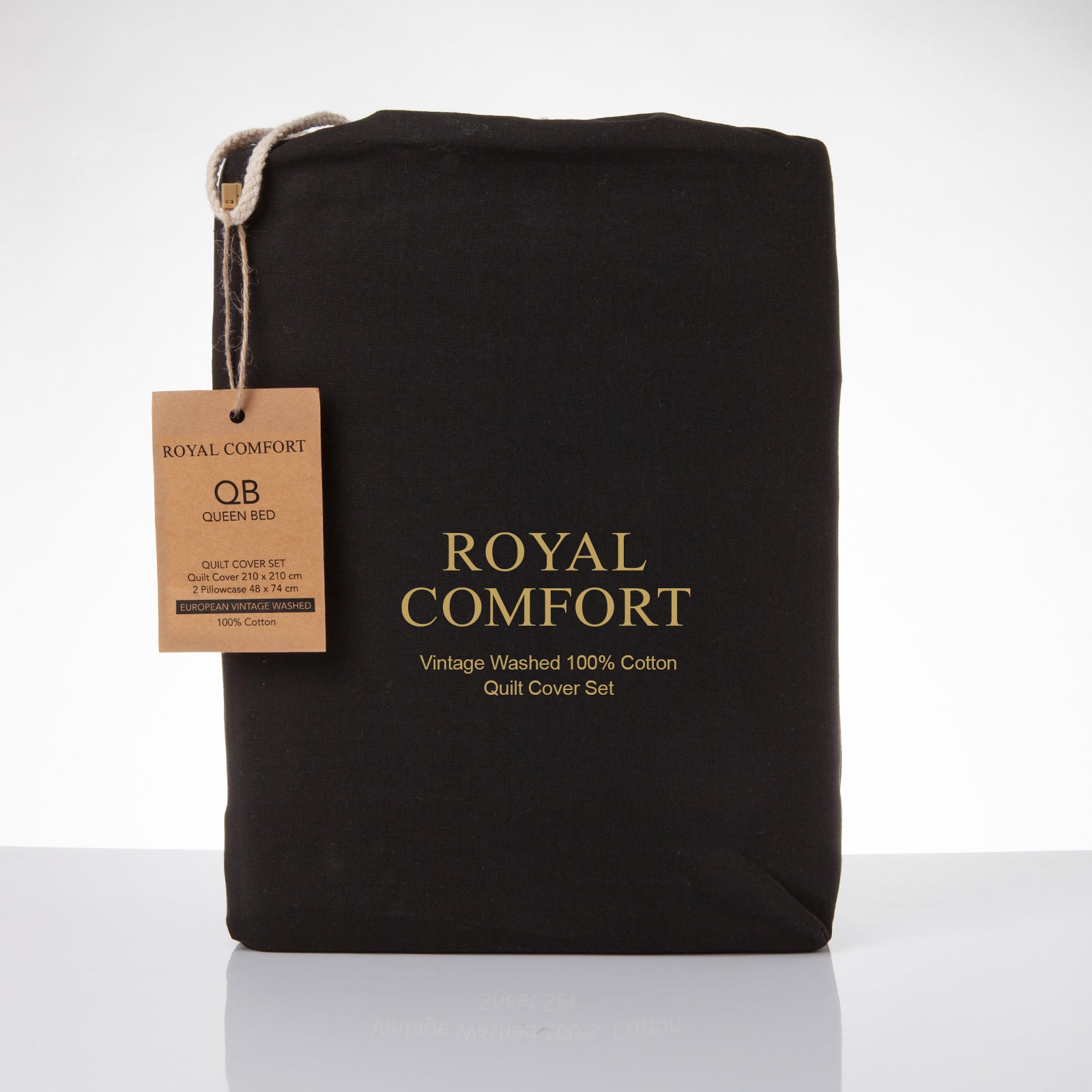 Royal Comfort Vintage Washed 100% Cotton Quilt Cover Set Bedding Ultra Soft - Single - Charcoal V160-10002589