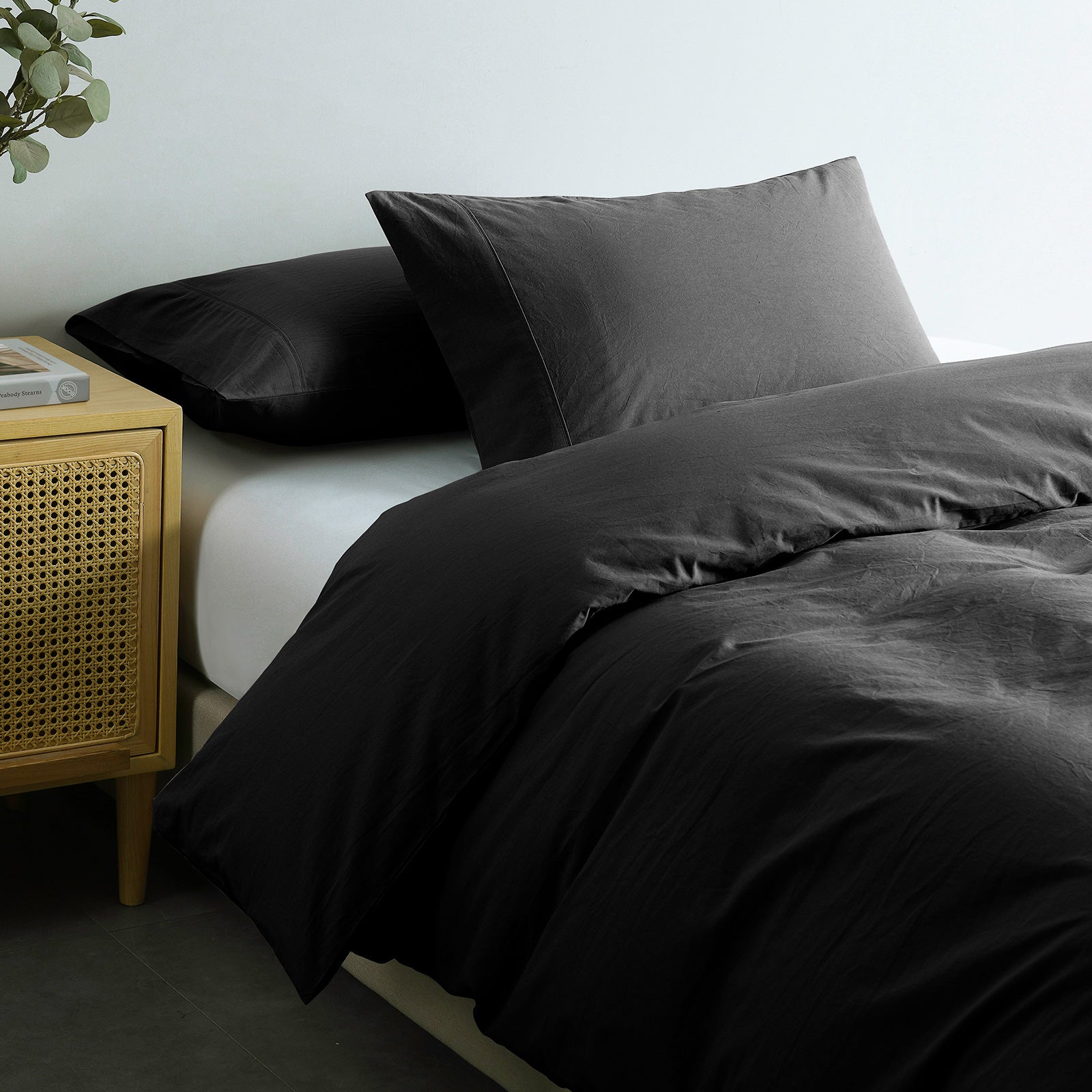 Royal Comfort Vintage Washed 100% Cotton Quilt Cover Set Bedding Ultra Soft - Single - Charcoal V160-10002589