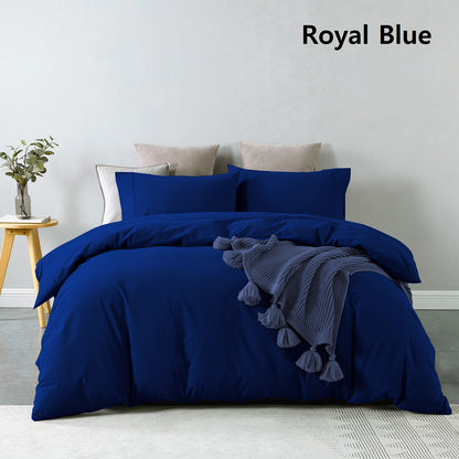 Royal Comfort Vintage Washed 100% Cotton Quilt Cover Set Bedding Ultra Soft - Double - Royal Blue V160-10002595