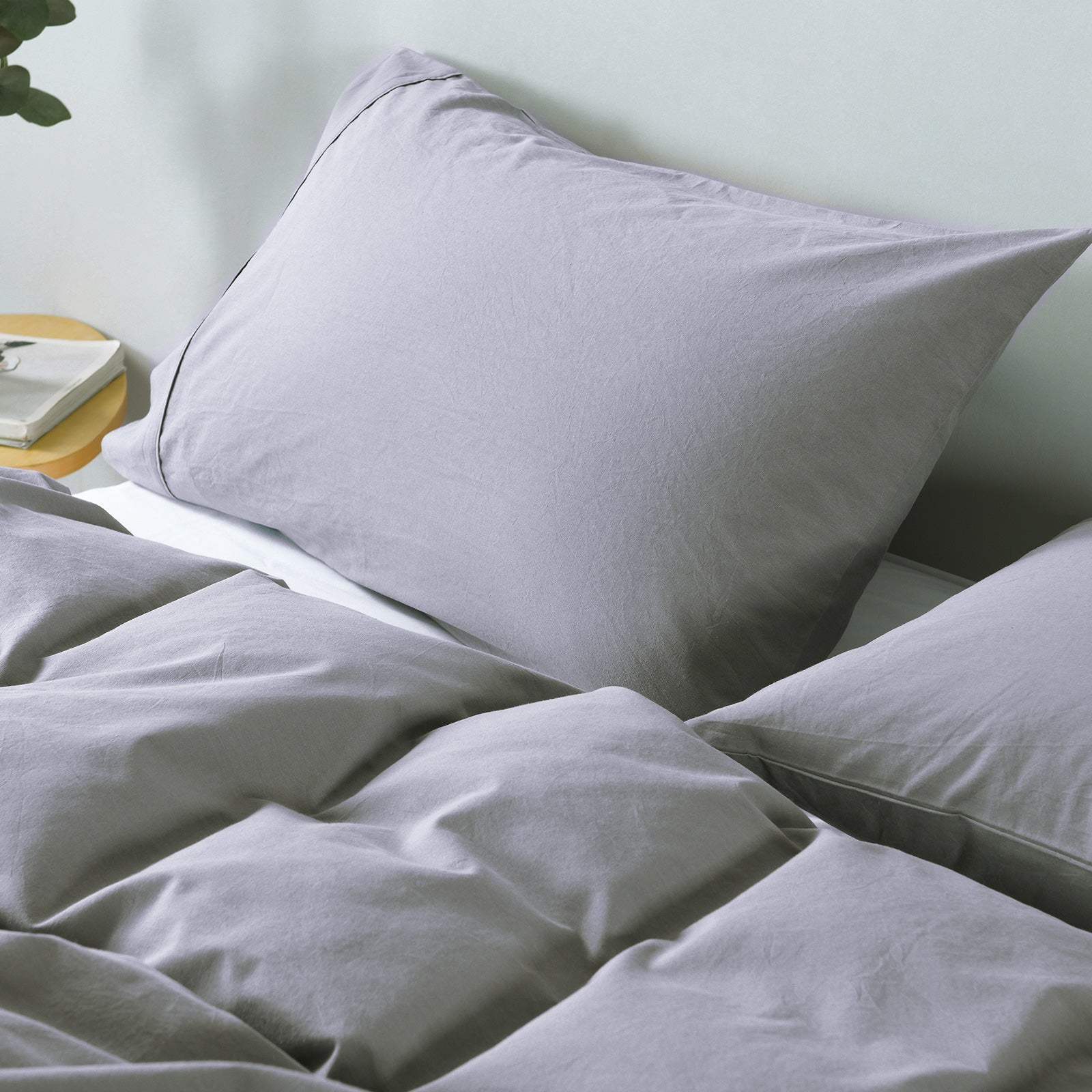 Royal Comfort Vintage Washed 100% Cotton Quilt Cover Set Bedding Ultra Soft - King - Grey V160-10002603