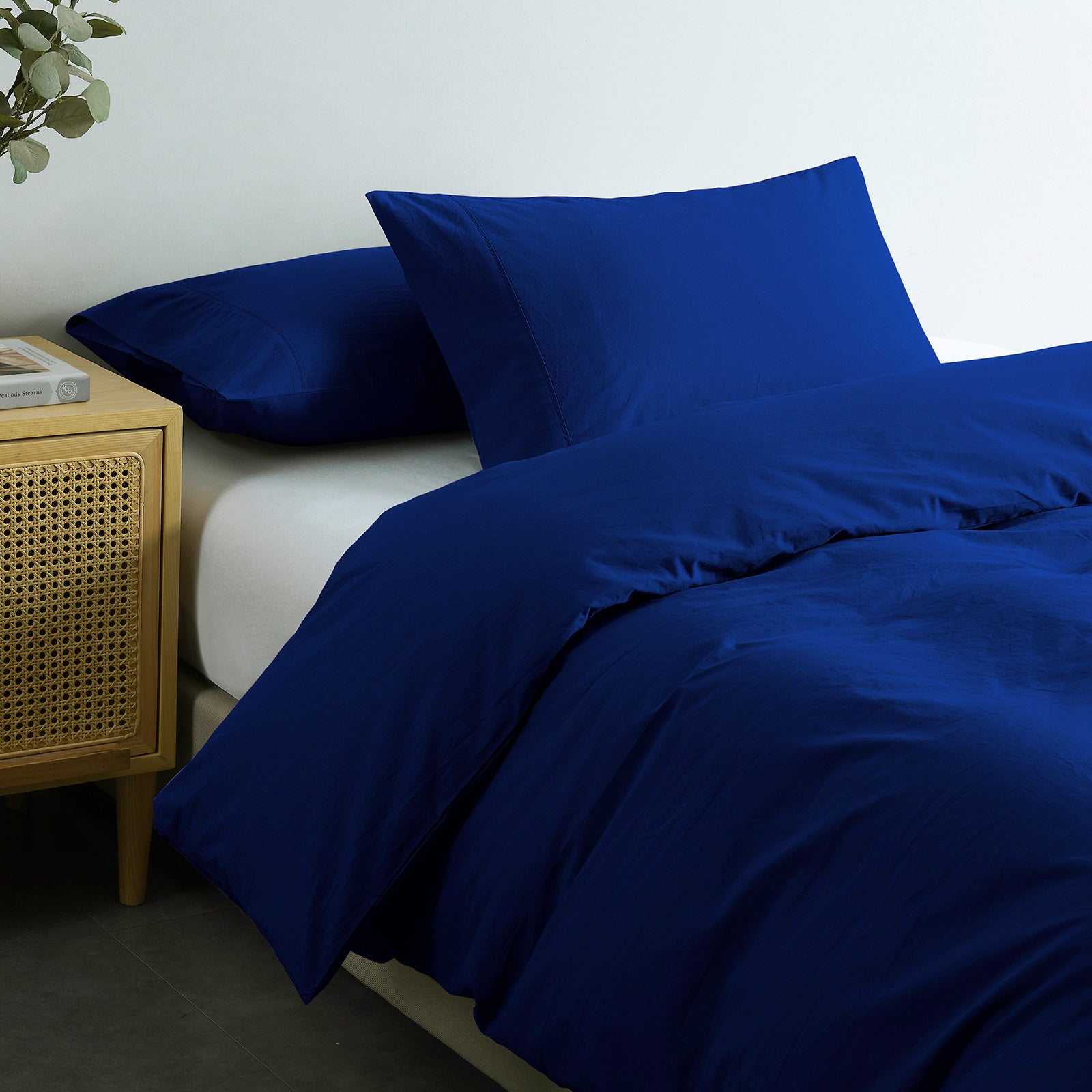 Royal Comfort Vintage Washed 100% Cotton Quilt Cover Set Bedding Ultra Soft - King - Royal Blue V160-10002605