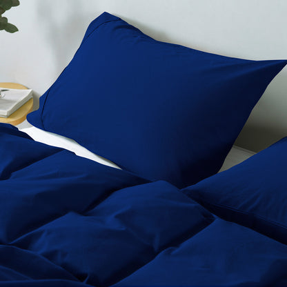 Royal Comfort Vintage Washed 100% Cotton Quilt Cover Set Bedding Ultra Soft - King - Royal Blue V160-10002605
