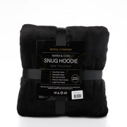 Royal Comfort Snug Hoodie Nightwear Super Soft Reversible Coral Fleece 750GSM - Black V160-10002681