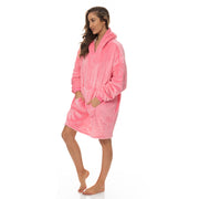 Royal Comfort Snug Hoodie Nightwear Super Soft Reversible Coral Fleece 750GSM - Pink V160-10002683