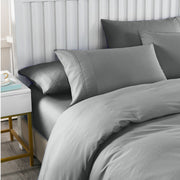 Royal Comfort 2000TC 6 Piece Bamboo Sheet & Quilt Cover Set Cooling Breathable - Queen - Grey V160-10002692