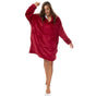 Royal Comfort Snug Hoodie Nightwear Super Soft Reversible Coral Fleece 750GSM - Red V160-10002941