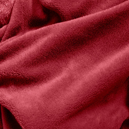 Royal Comfort Snug Hoodie Nightwear Super Soft Reversible Coral Fleece 750GSM - Red V160-10002941