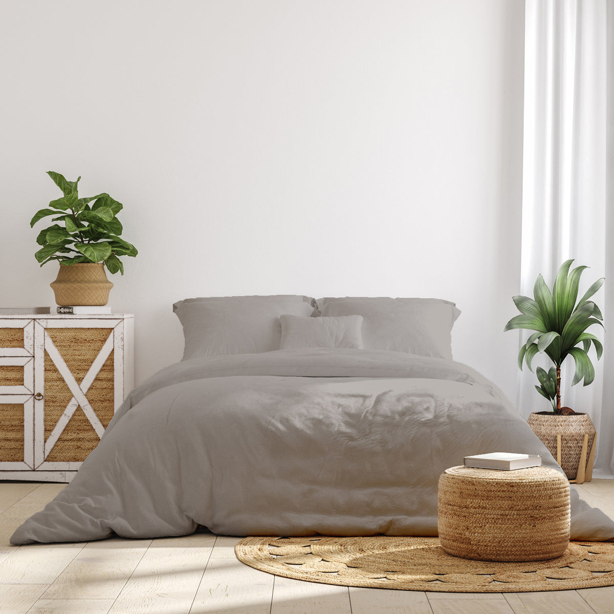 Royal Comfort 1000 Thread Count Bamboo Cotton Sheet and Quilt Cover Complete Set - King - Dove V160-10002950