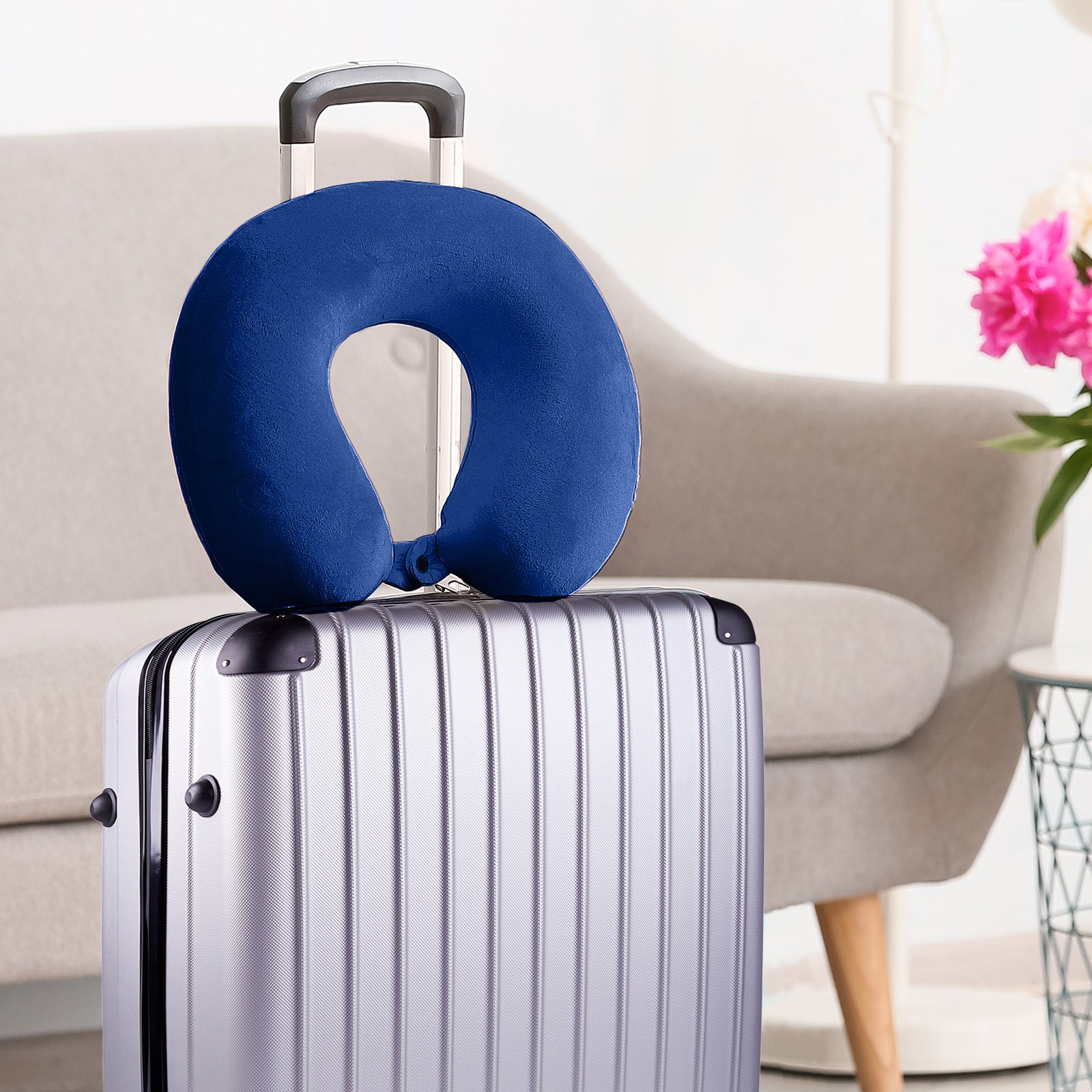 Milano Decor Memory Foam Travel Neck Pillow With Clip Cushion Support Soft Blue V160-10003023