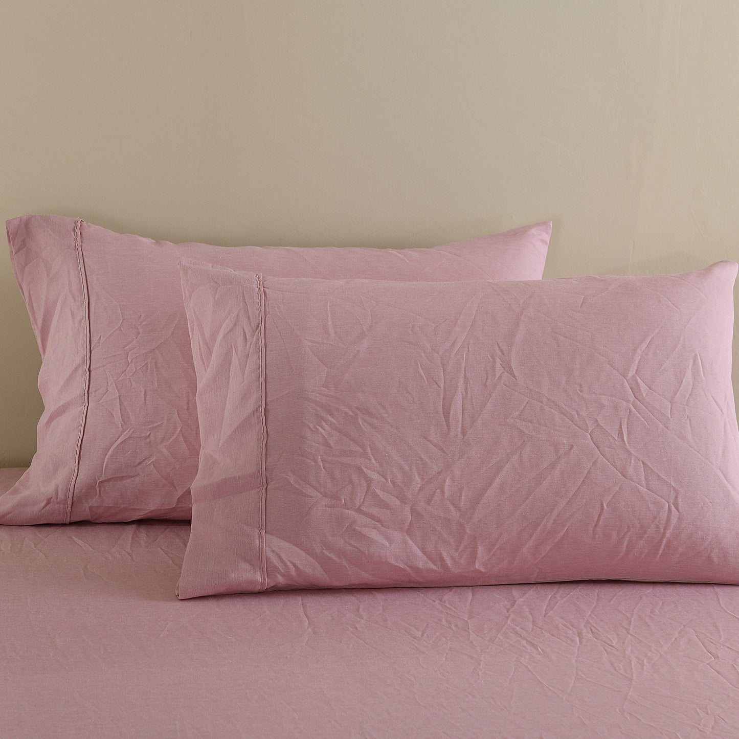Royal Comfort Flax Linen Blend Sheet Set Bedding Luxury Breathable Ultra Soft - Queen - Mauve V160-10003030