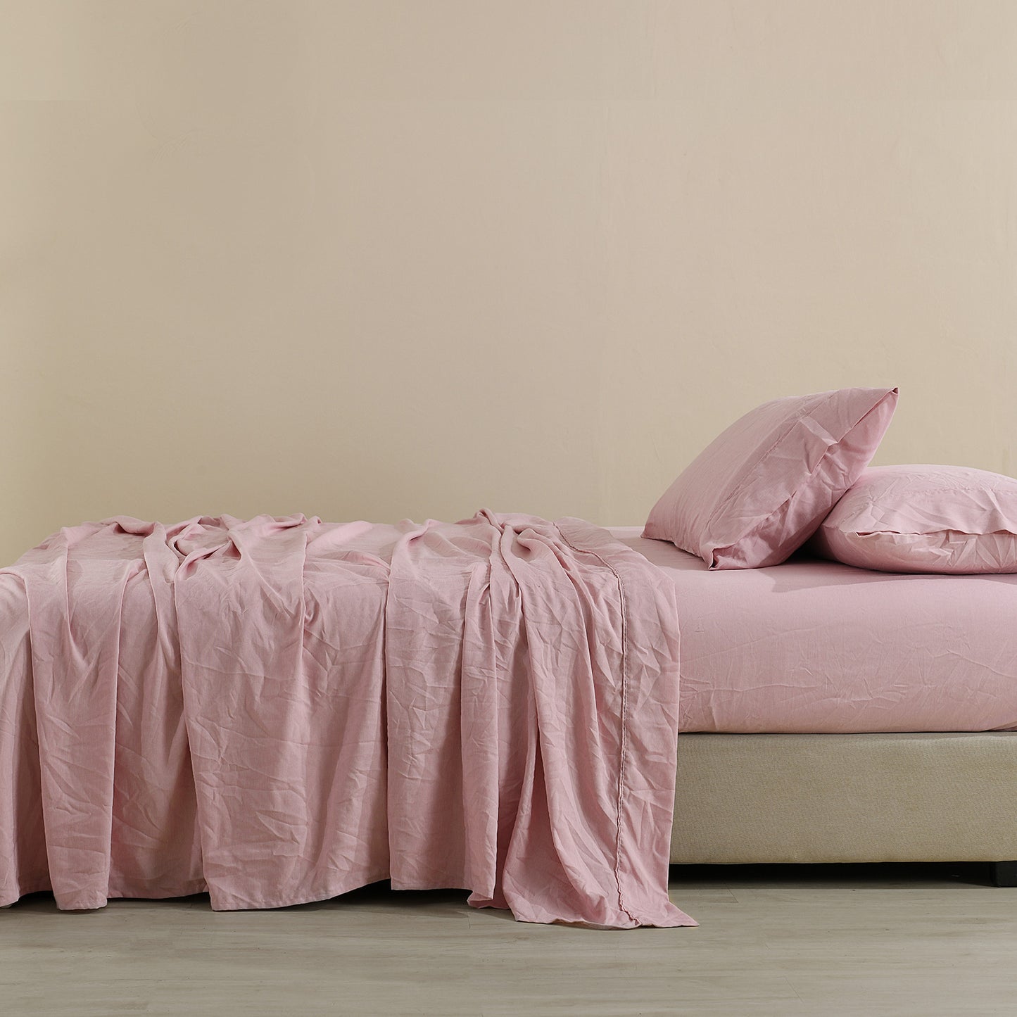 Royal Comfort Flax Linen Blend Sheet Set Bedding Luxury Breathable Ultra Soft - Queen - Mauve V160-10003030