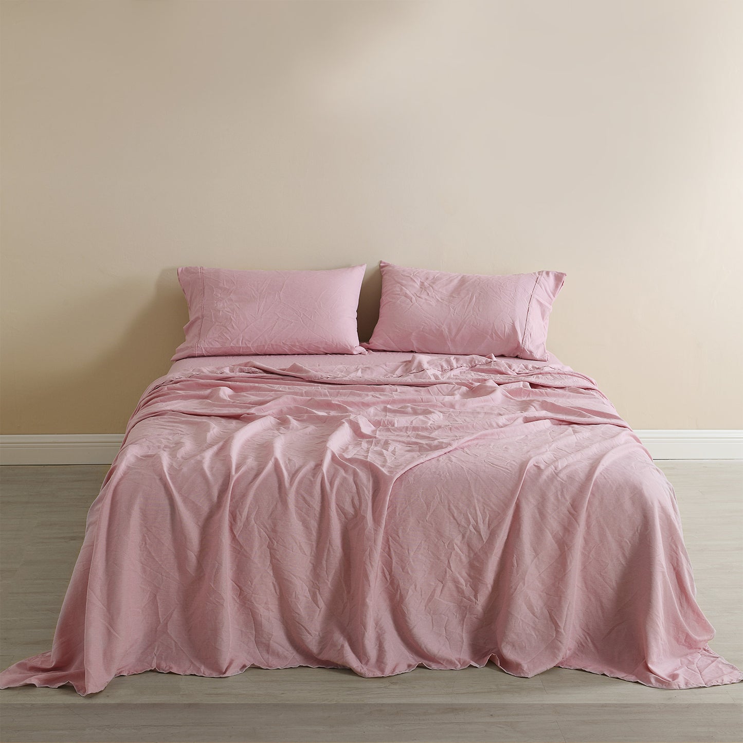 Royal Comfort Flax Linen Blend Sheet Set Bedding Luxury Breathable Ultra Soft - King - Mauve V160-10003035