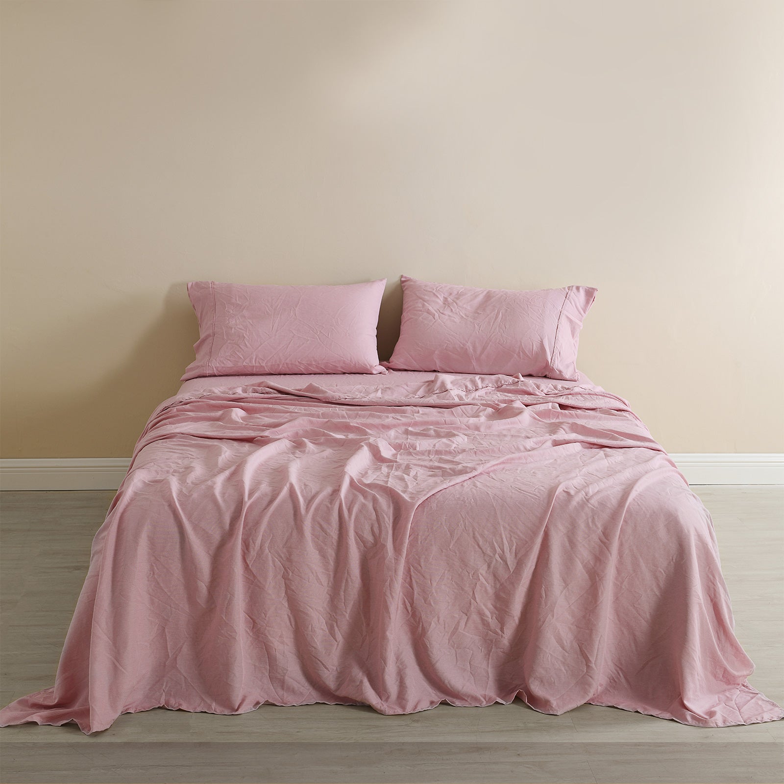 Royal Comfort Flax Linen Blend Sheet Set Bedding Luxury Breathable Ultra Soft - King - Mauve V160-10003035
