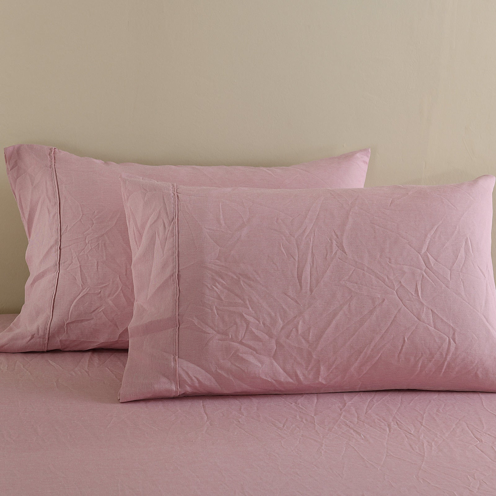 Royal Comfort Flax Linen Blend Sheet Set Bedding Luxury Breathable Ultra Soft - King - Mauve V160-10003035