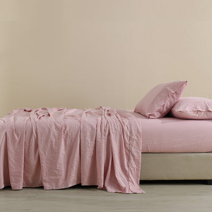 Royal Comfort Flax Linen Blend Sheet Set Bedding Luxury Breathable Ultra Soft - King - Mauve V160-10003035
