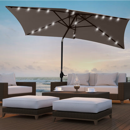 Arcadia Furniture Umbrella 3 Metre Umbrella with Solar LED Lights Garden Yard - Charcoal V160-10003064