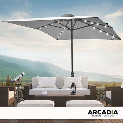 Arcadia Furniture Umbrella 3 Metre Umbrella with Solar LED Lights Garden Yard - Grey V160-10003065