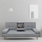 Casa Decor Mendoza 2 in 1 Sofa Bed Couch Grey Pull Down Cupholder 3 Seats Futon V160-10003078
