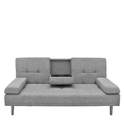 Casa Decor Mendoza 2 in 1 Sofa Bed Couch Grey Pull Down Cupholder 3 Seats Futon V160-10003078