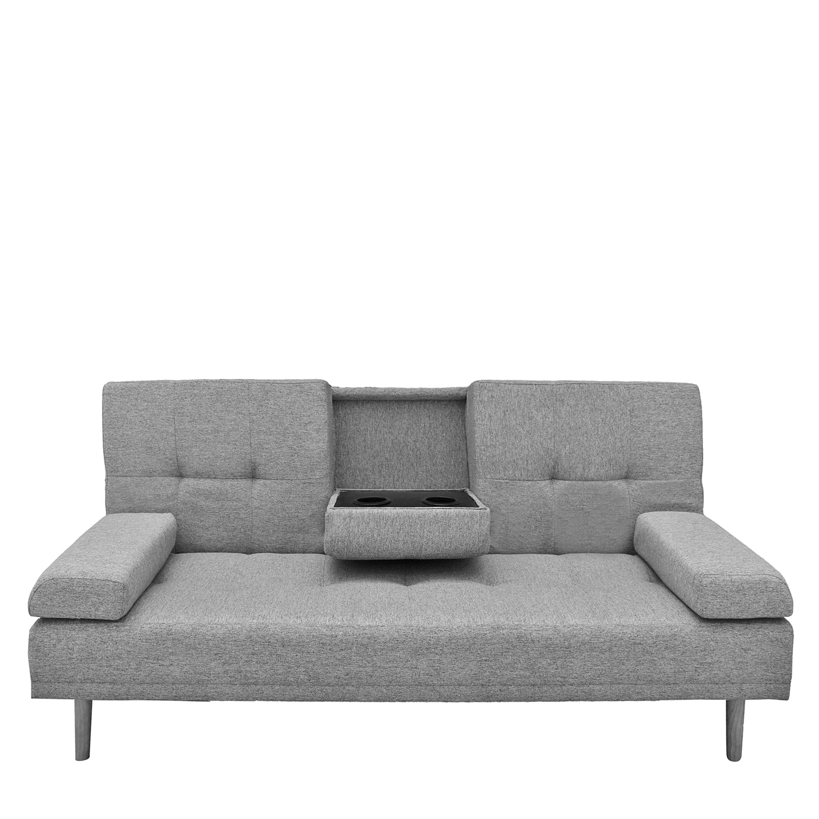 Casa Decor Mendoza 2 in 1 Sofa Bed Couch Grey Pull Down Cupholder 3 Seats Futon V160-10003078
