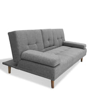 Casa Decor Mendoza 2 in 1 Sofa Bed Couch Grey Pull Down Cupholder 3 Seats Futon V160-10003078
