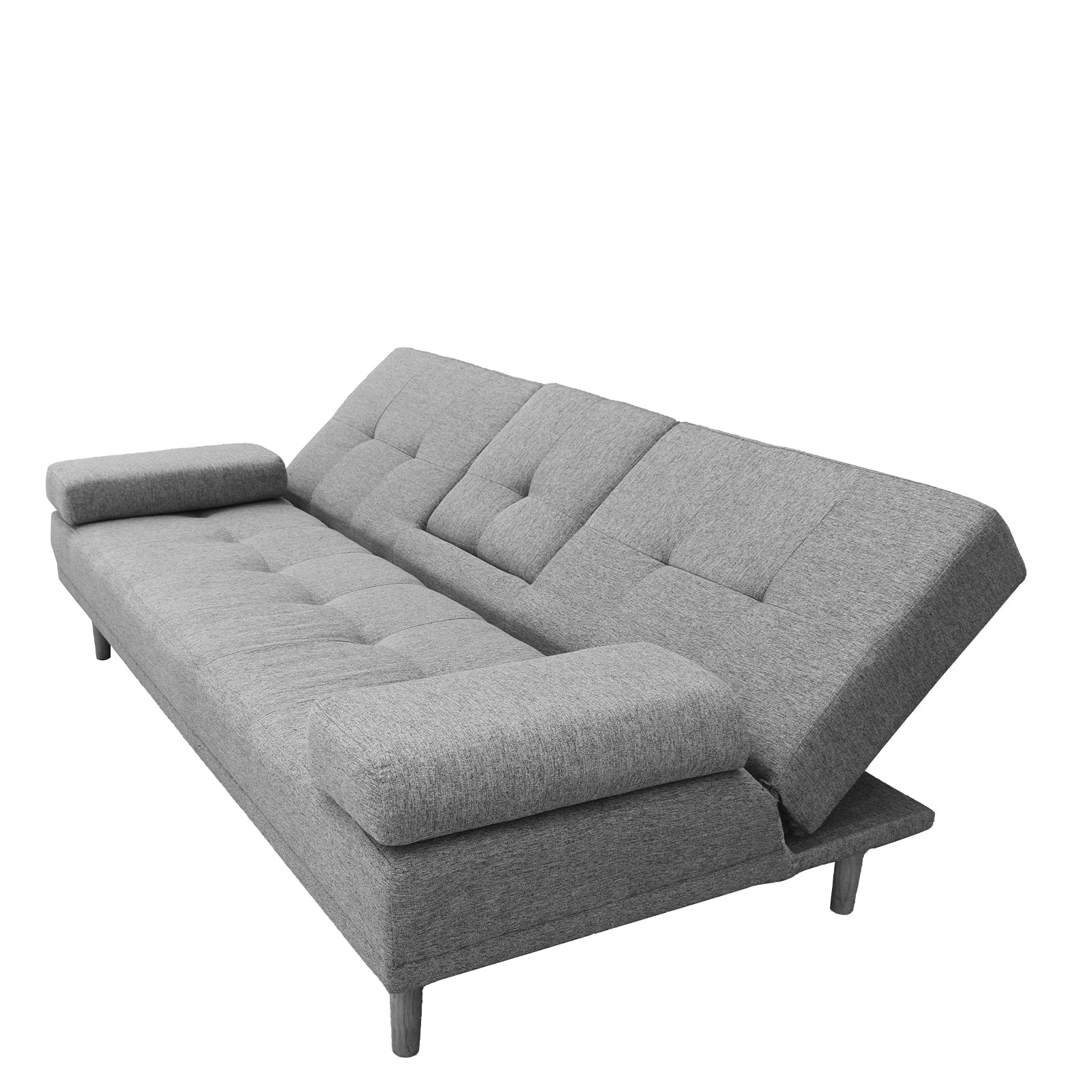 Casa Decor Mendoza 2 in 1 Sofa Bed Couch Grey Pull Down Cupholder 3 Seats Futon V160-10003078