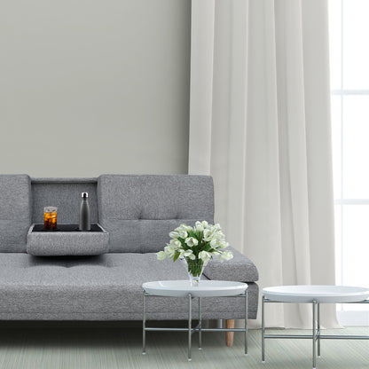 Casa Decor Mendoza 2 in 1 Sofa Bed Couch Grey Pull Down Cupholder 3 Seats Futon V160-10003078
