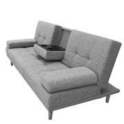 Casa Decor Mendoza 2 in 1 Sofa Bed Couch Grey Pull Down Cupholder 3 Seats Futon V160-10003078