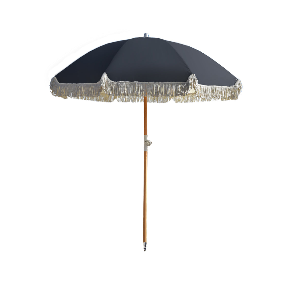 Havana Outdoors Beach Umbrella Portable 2 Metre Fringed Garden Sun Shade Shelter - Black V160-10003085