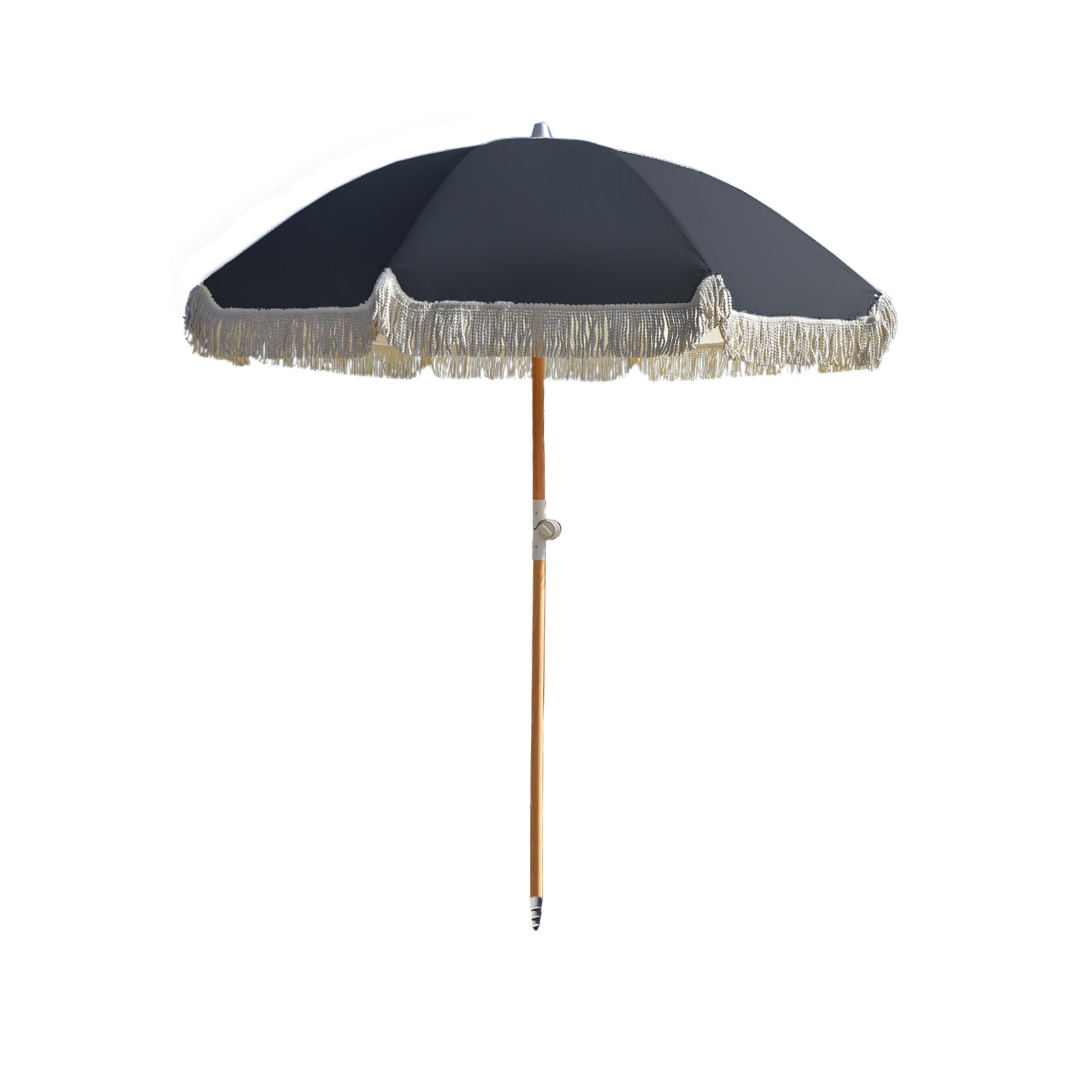 Havana Outdoors Beach Umbrella Portable 2 Metre Fringed Garden Sun Shade Shelter - Black V160-10003085