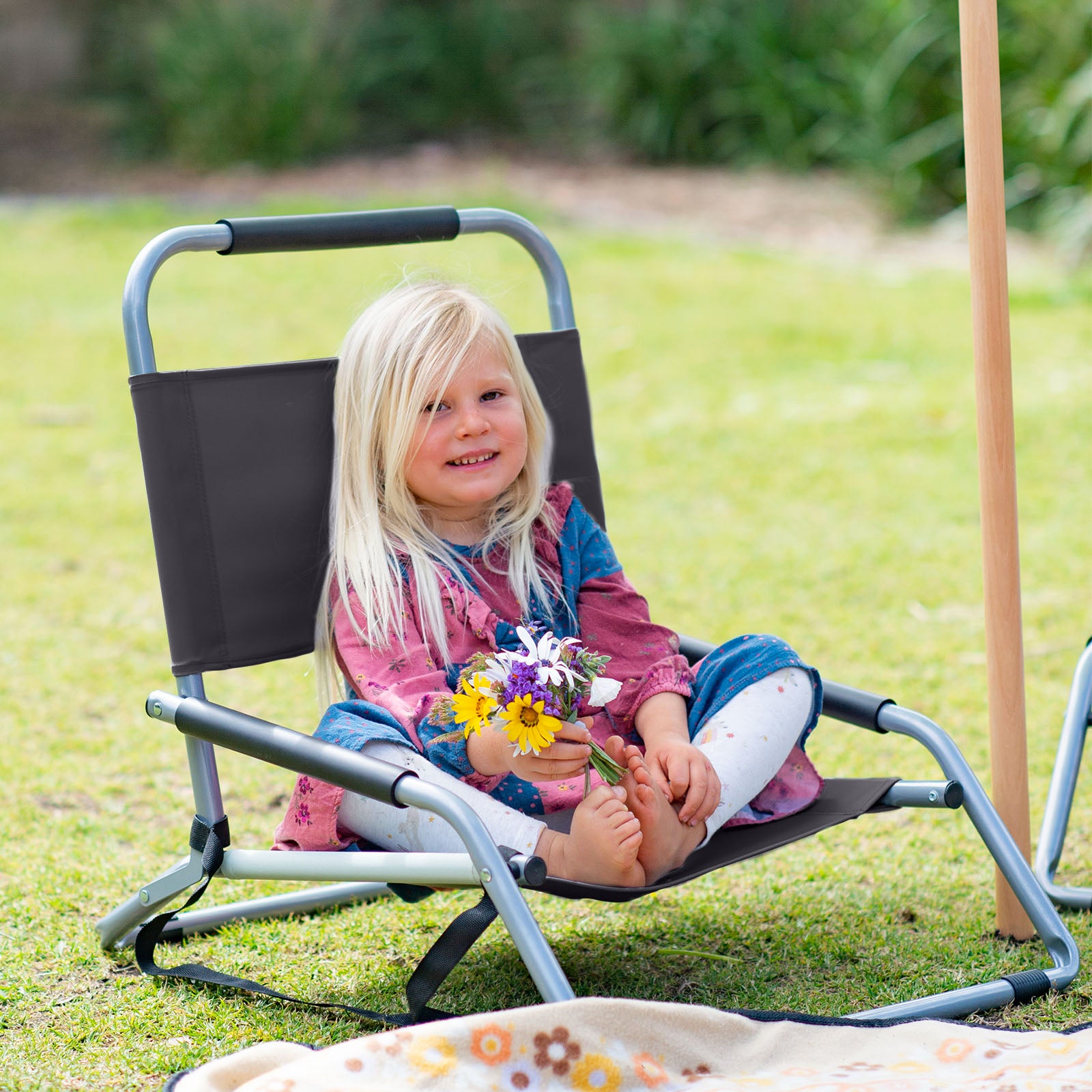 Havana Outdoors Beach Chair 2 Pack Folding Portable Summer Camping Outdoors - Black V160-10003087