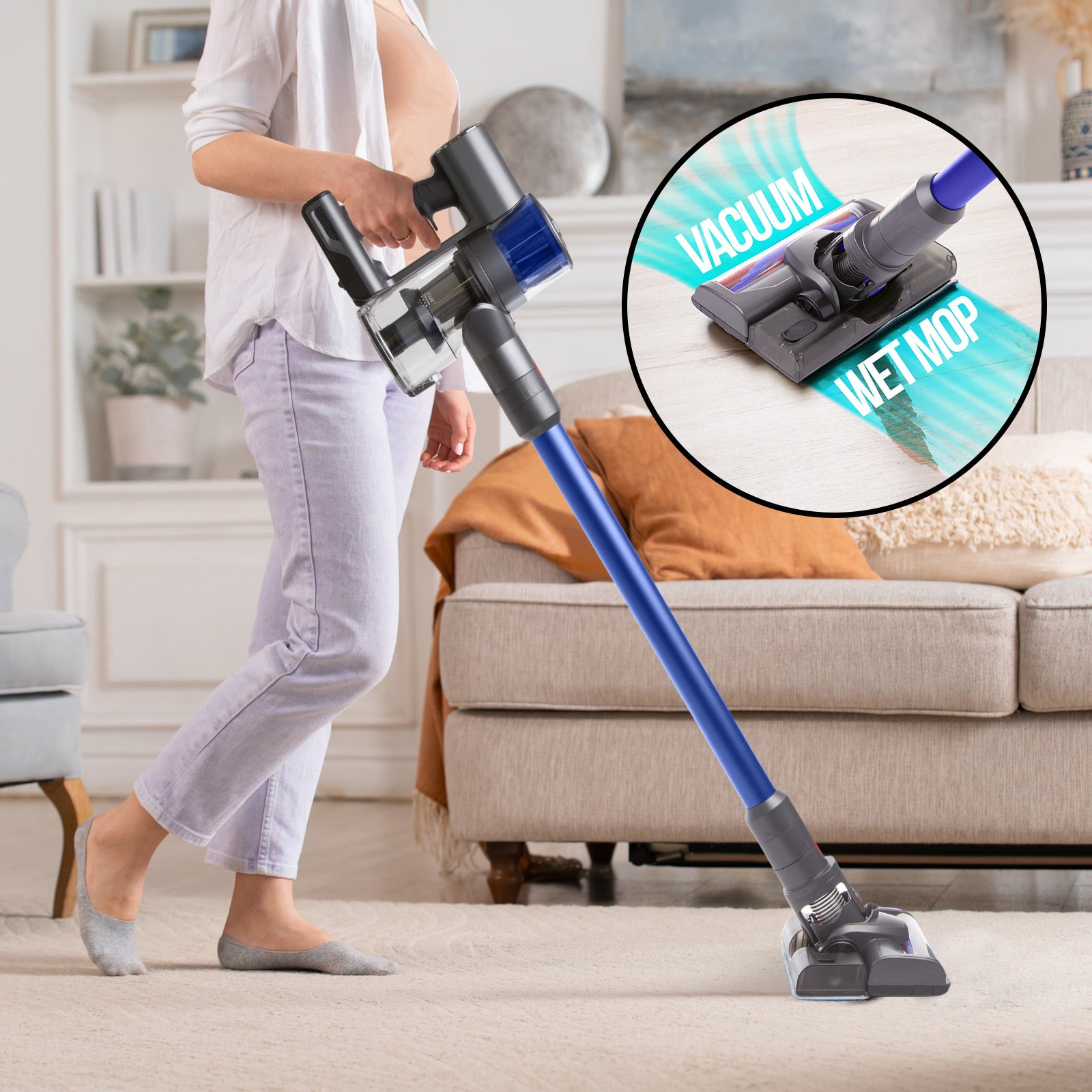 MyGenie H20 PRO Wet Mop 2-IN-1 Cordless Stick Vacuum Cleaner Handheld Recharge - Blue V160-10003142