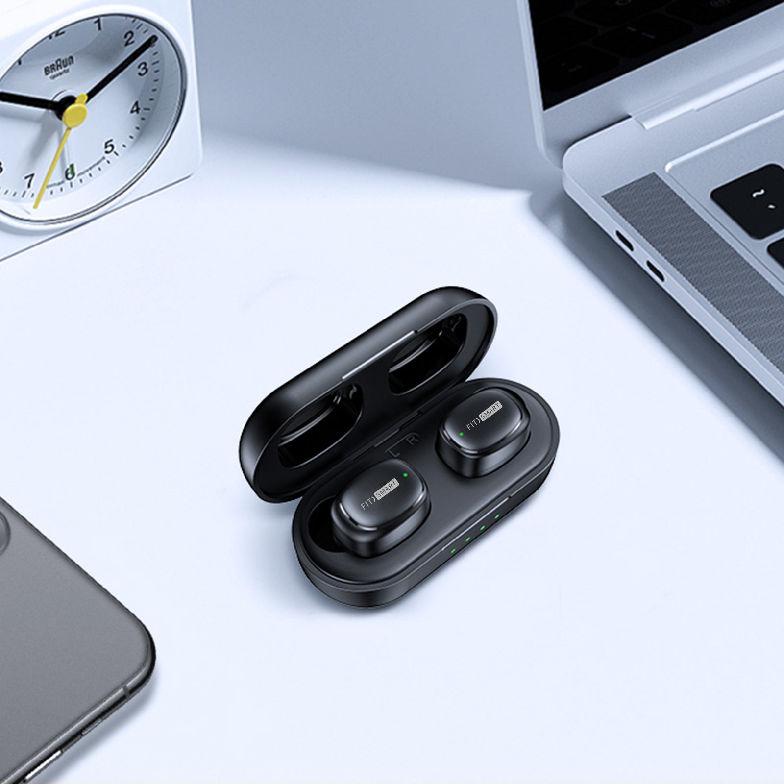 FitSmart In Ear Buds with Charging Case Portable Wireless Black V160-10003152
