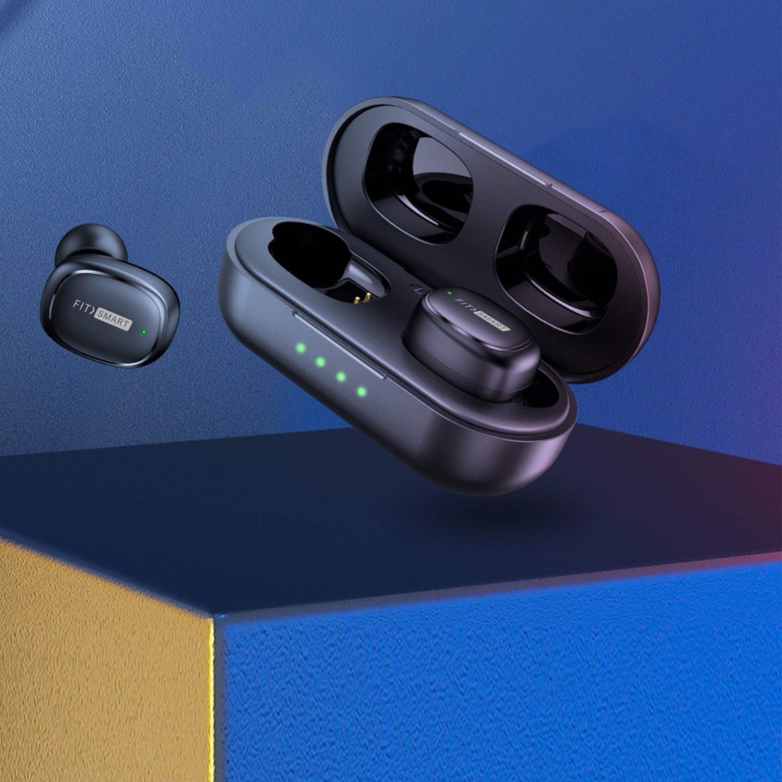 FitSmart In Ear Buds with Charging Case Portable Wireless Black V160-10003152