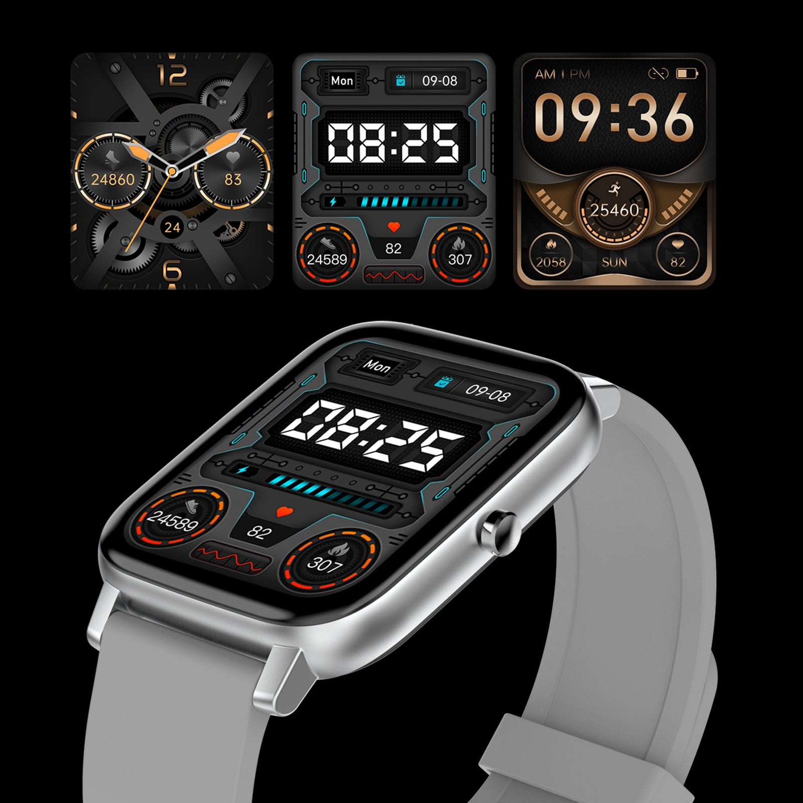 FitSmart Multi Function Smartwatch Wireless Touch Screen All In One - Black Gold V160-10003403