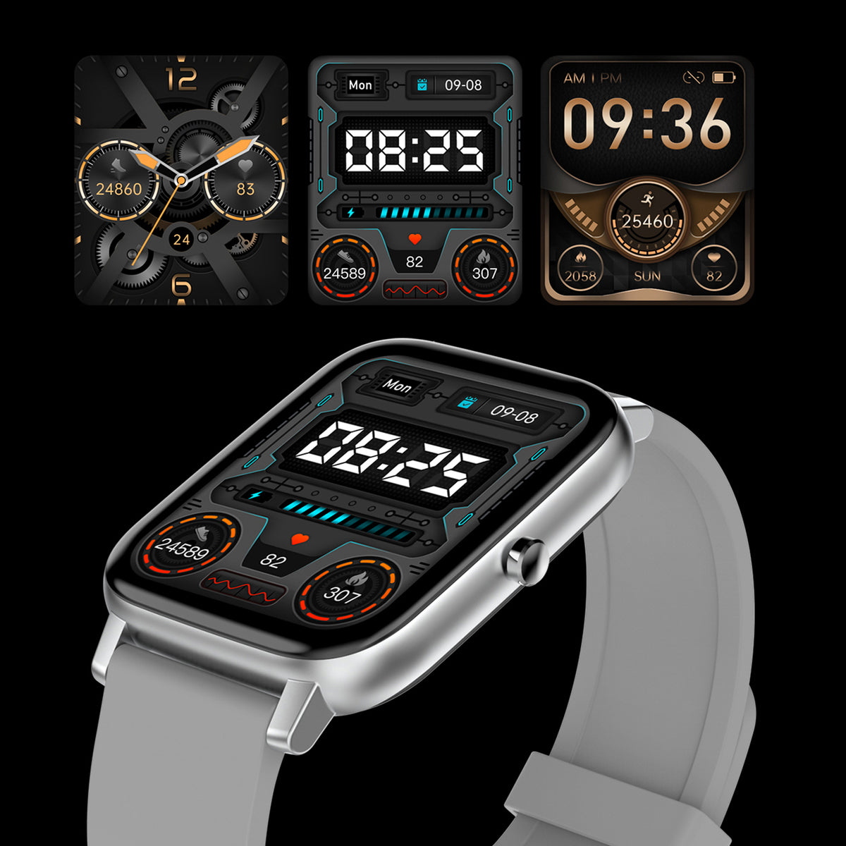 FitSmart Multi Function Smartwatch Wireless Touch Screen All In One - Black Gold V160-10003403