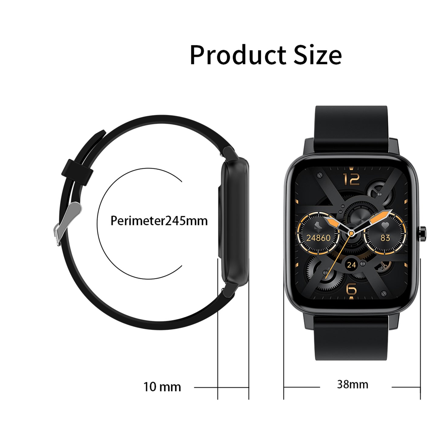 FitSmart Multi Function Smartwatch Wireless Touch Screen All In One - Black Gold V160-10003403
