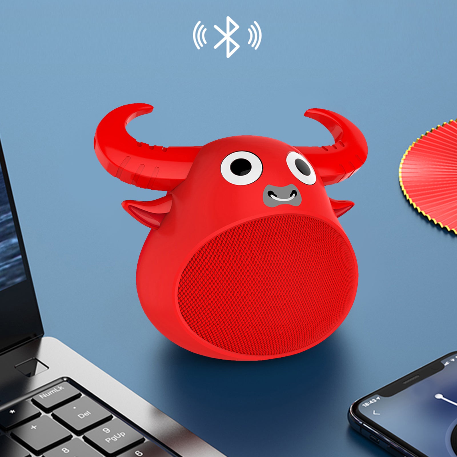 Fitsmart Bluetooth Animal Face Speaker Portable Wireless Stereo Sound - Red V160-10003448