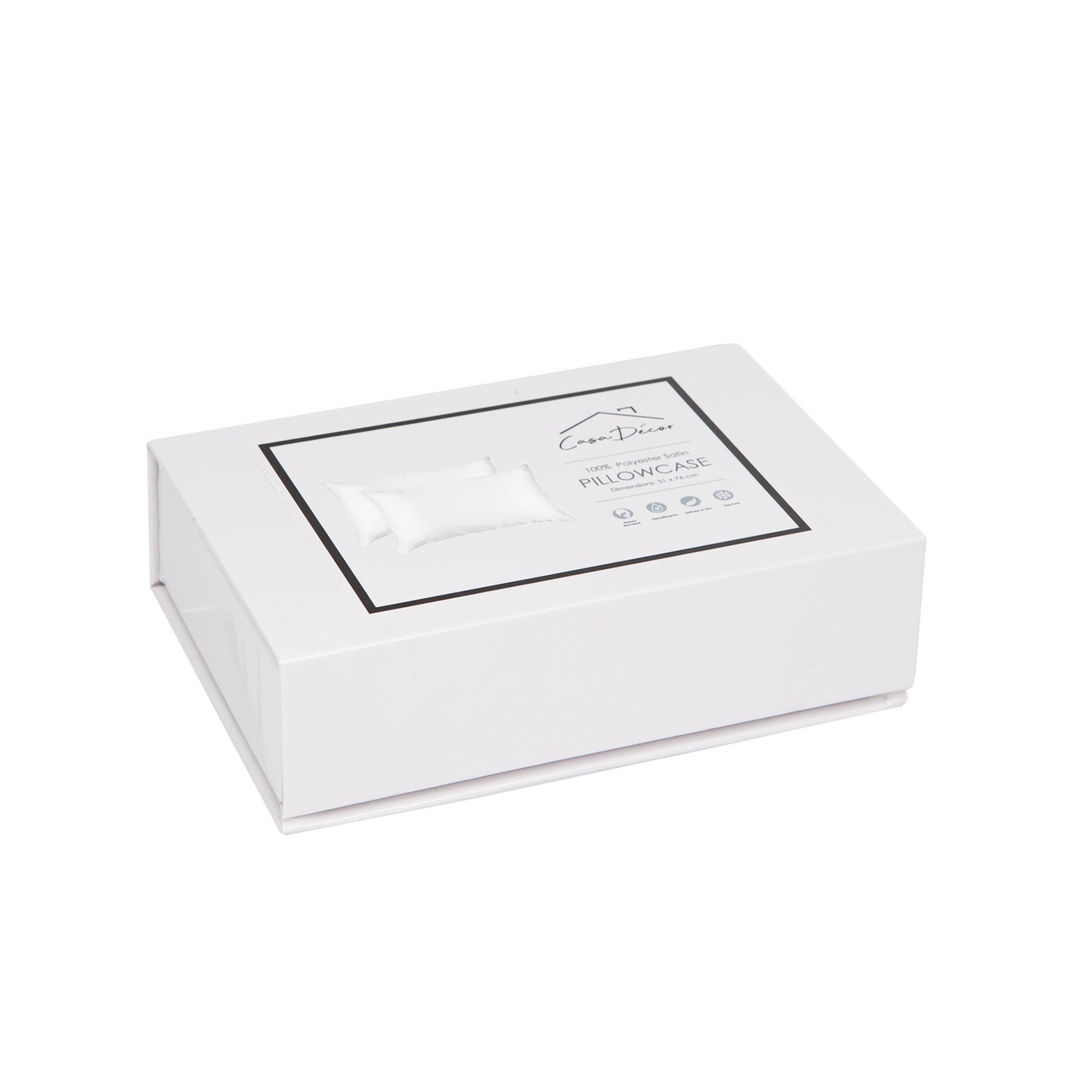 Casa Decor Luxury Satin Pillowcase Twin Pack Size With Gift Box Luxury - White V160-10003452