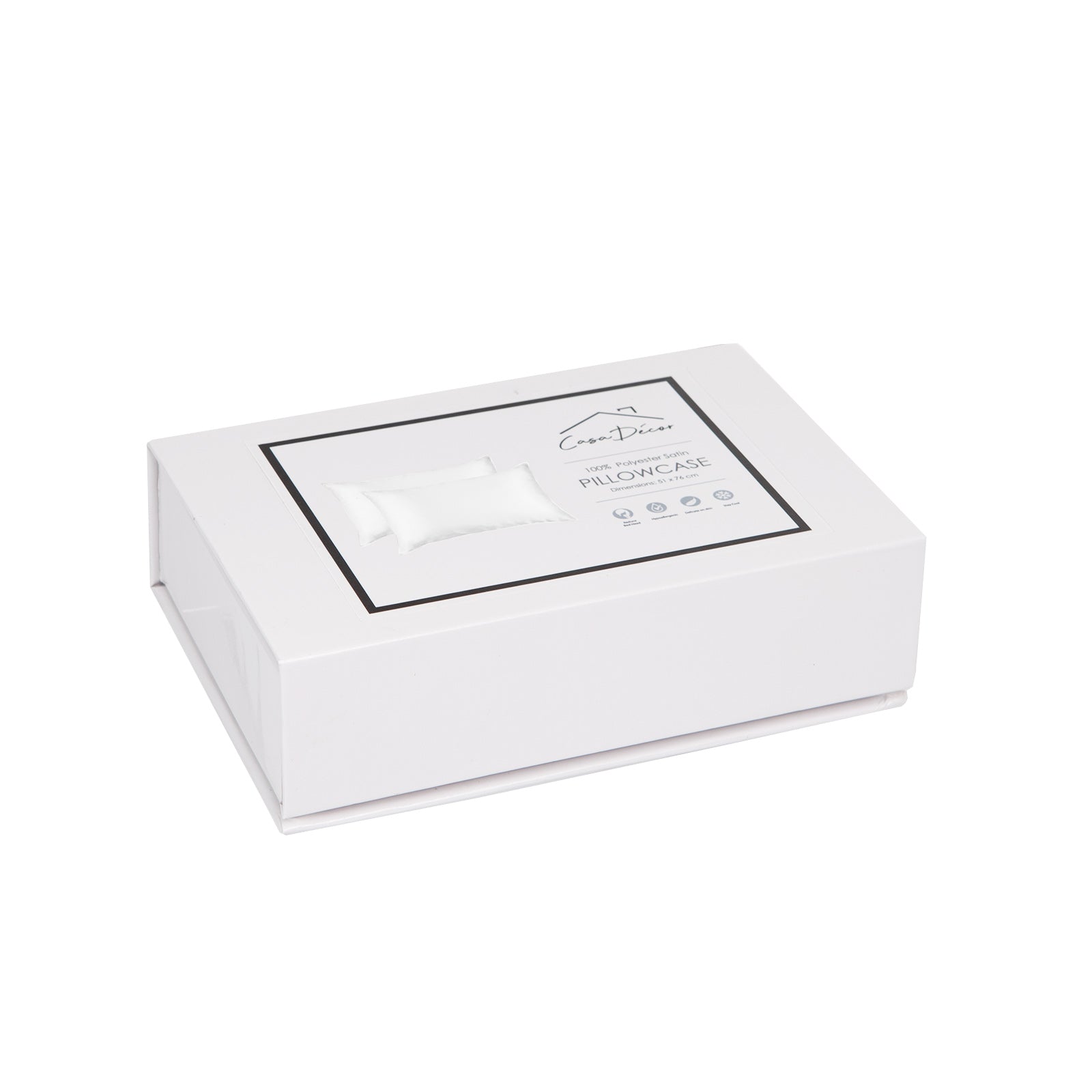 Casa Decor Luxury Satin Pillowcase Twin Pack Size With Gift Box Luxury - White V160-10003452
