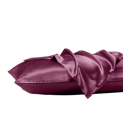 Royal Comfort Satin Sheet Set 3 Piece Fitted Sheet Pillowcase Soft - King - Malaga Wine V160-10003468
