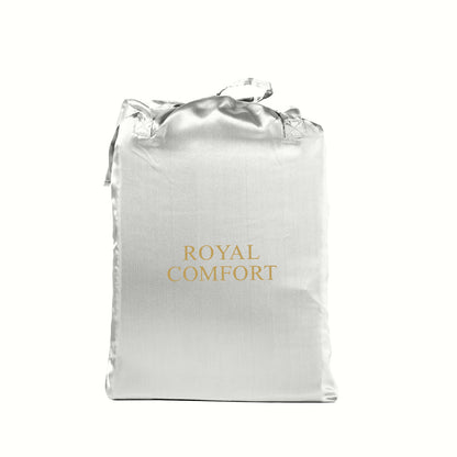 Royal Comfort Satin Sheet Set 3 Piece Fitted Sheet Pillowcase Soft - King - Silver V160-10003469