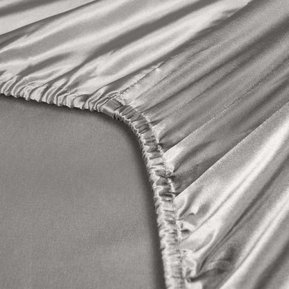 Royal Comfort Satin Sheet Set 3 Piece Fitted Sheet Pillowcase Soft - King - Charcoal V160-10003470