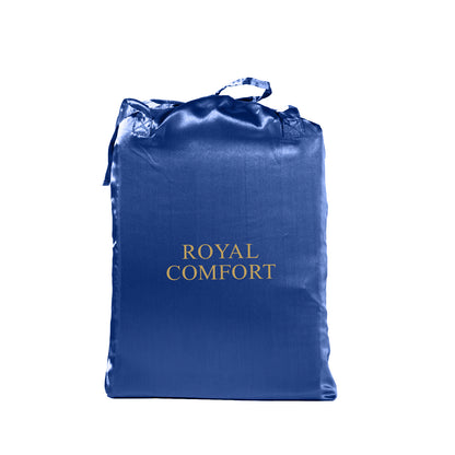 Royal Comfort Satin Sheet Set 3 Piece Fitted Sheet Pillowcase Soft - King - Navy Blue V160-10003471
