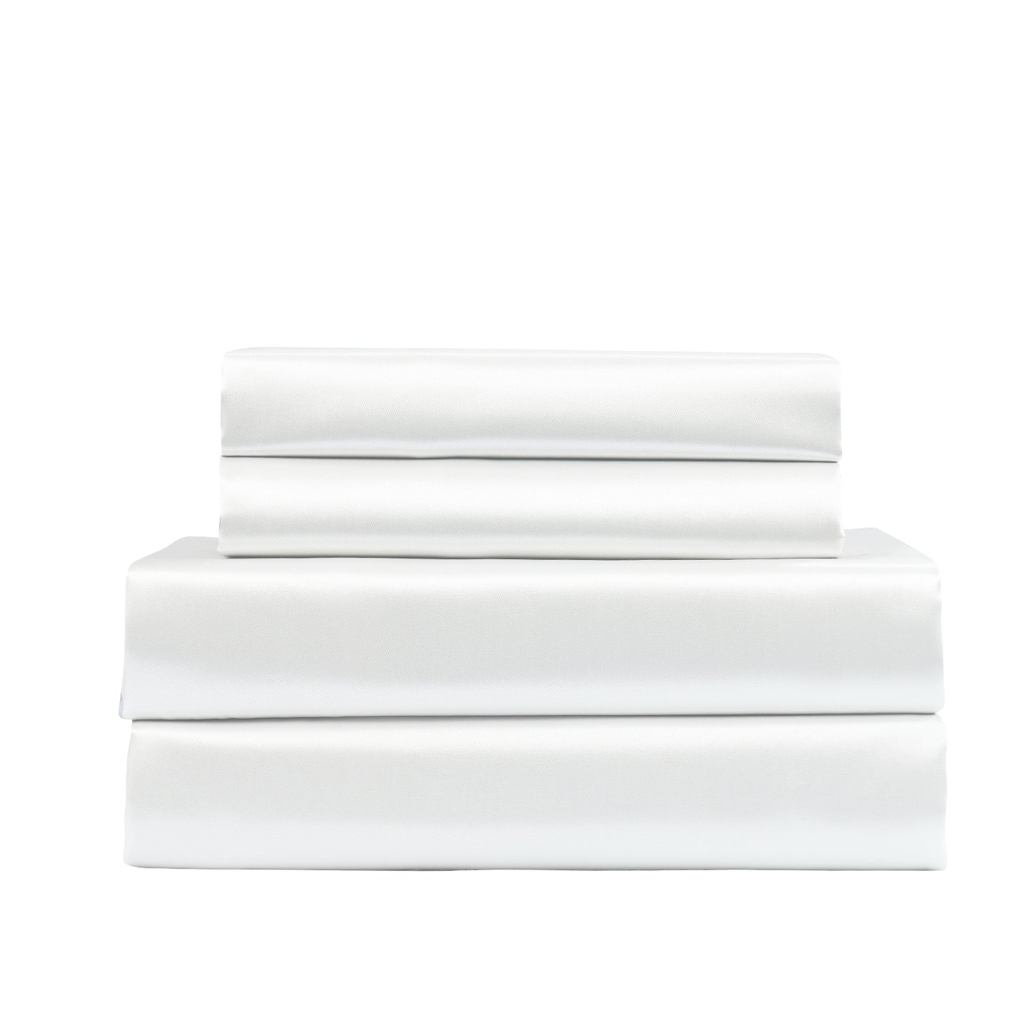 Royal Comfort Satin Sheet Set 4 Piece Fitted Flat Sheet Pillowcases - King - White V160-10003478