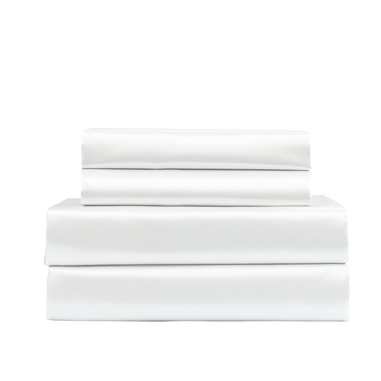 Royal Comfort Satin Sheet Set 4 Piece Fitted Flat Sheet Pillowcases - King - White V160-10003478