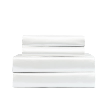 Royal Comfort Satin Sheet Set 4 Piece Fitted Flat Sheet Pillowcases - King - White V160-10003478