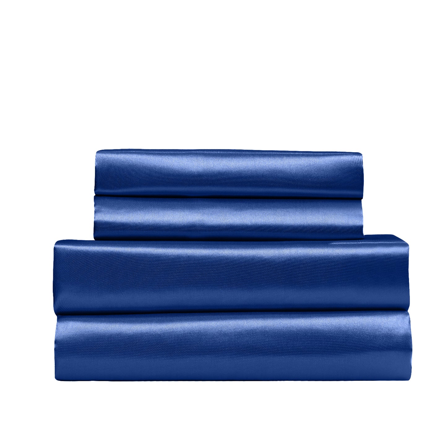 Royal Comfort Satin Sheet Set 4 Piece Fitted Flat Sheet Pillowcases - King - Navy Blue V160-10003483