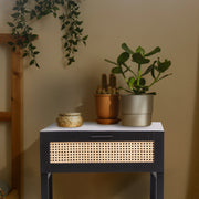 Casa Decor Tulum Rattan Bedside Table Drawers Table Nightstand Cabinet Black V160-10003614